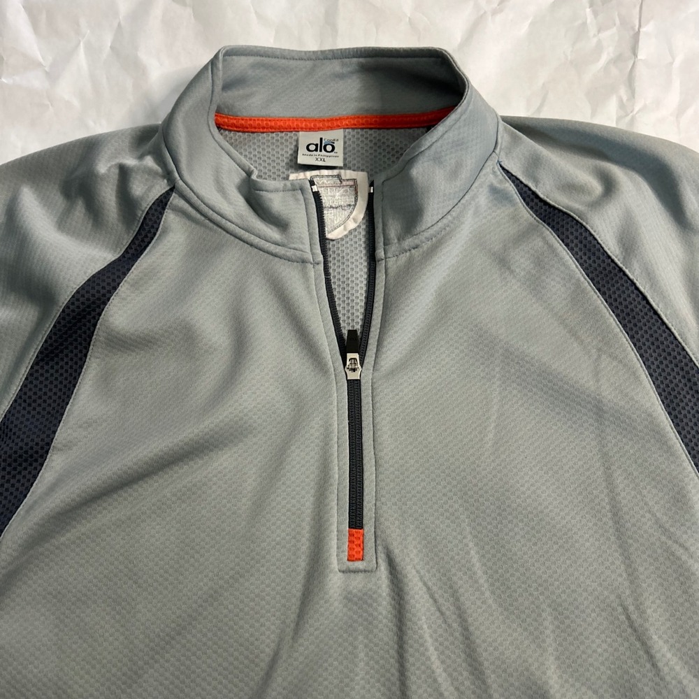 Alo Mens Coolfit College Football Quarter Zip Pullover Athletic‎ Top XXL Gray